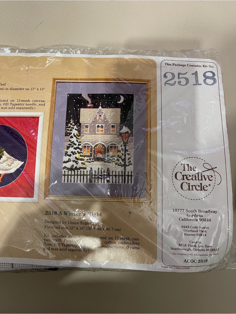 Vtg The Creative Circle "A Winter's Night" Holiday Wall Art Kit -2518